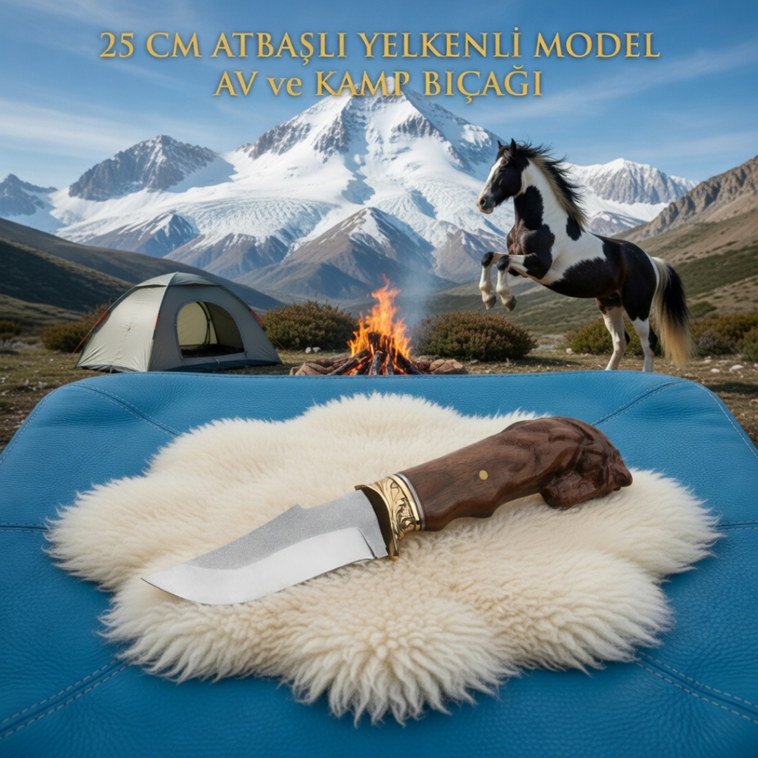 At Başlı Yelkenli Av ve Kamp Bıçağı 25 cm