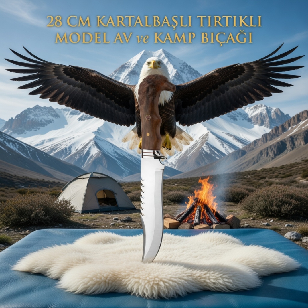 Kartal Başlı Tırtıklı Av ve Kamp Bıçağı 28 cm