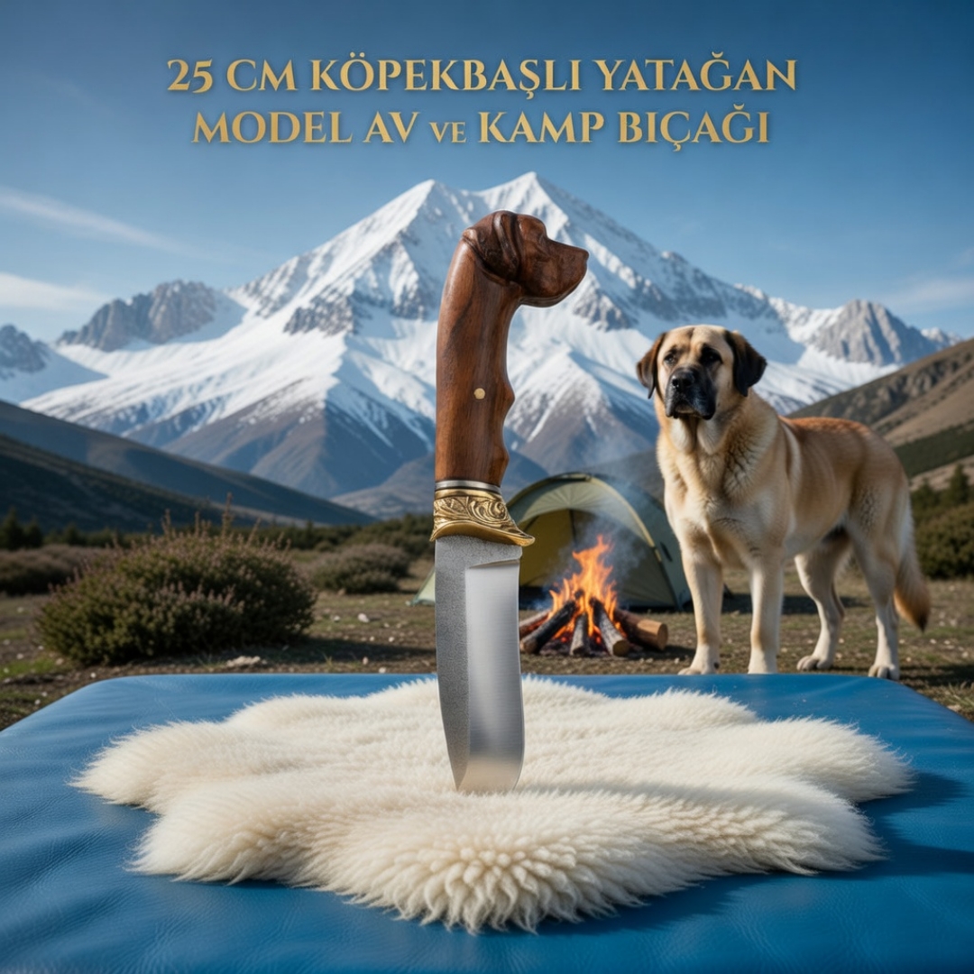 Köpek Başlı Yatağan Av ve Kamp Bıçağı 25 cm