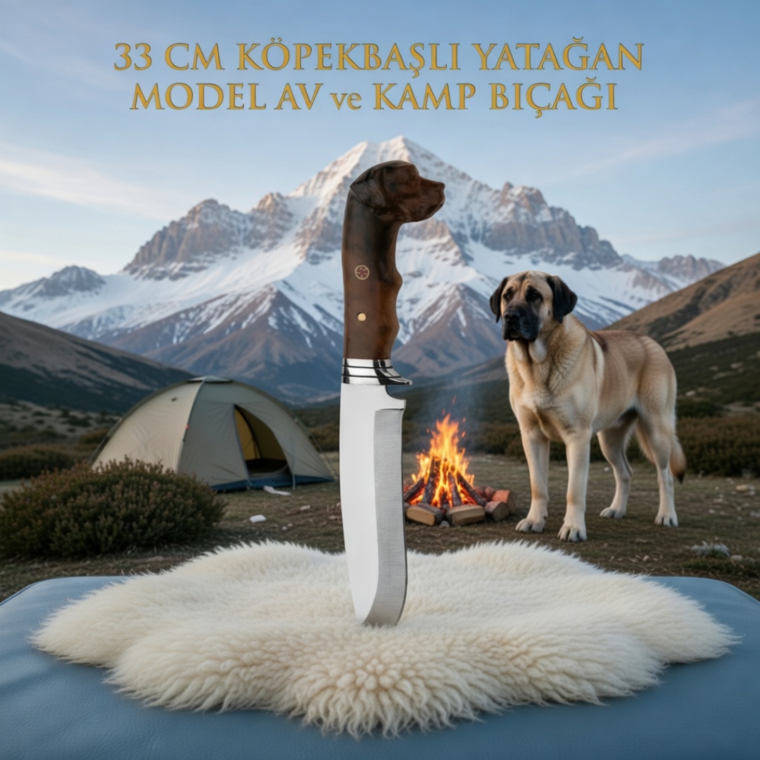 Köpek Başlı Yatağan Av ve Kamp Bıçağı 33 cm