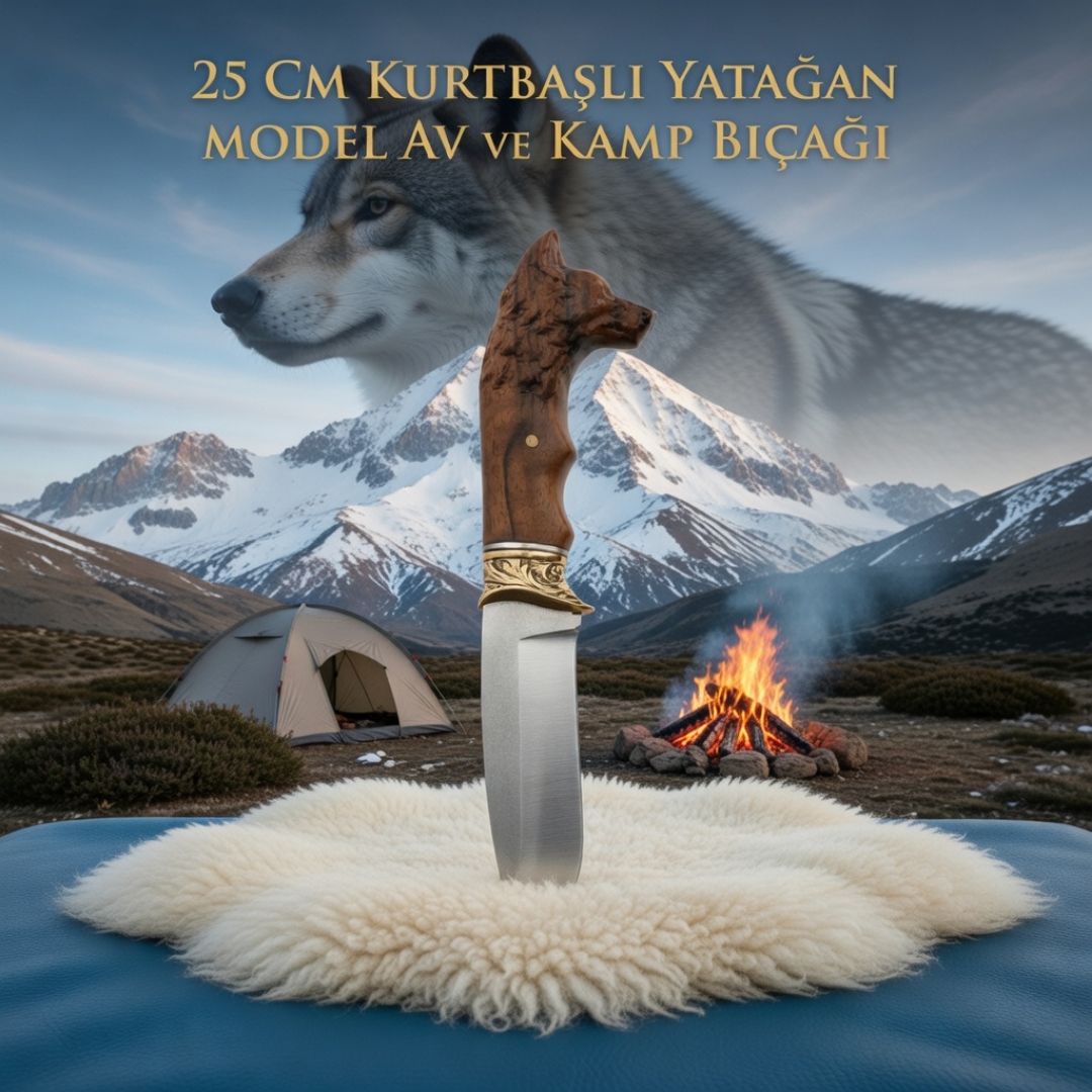 Kurt Başlı Yatağan Av ve Kamp Bıçağı 25 cm