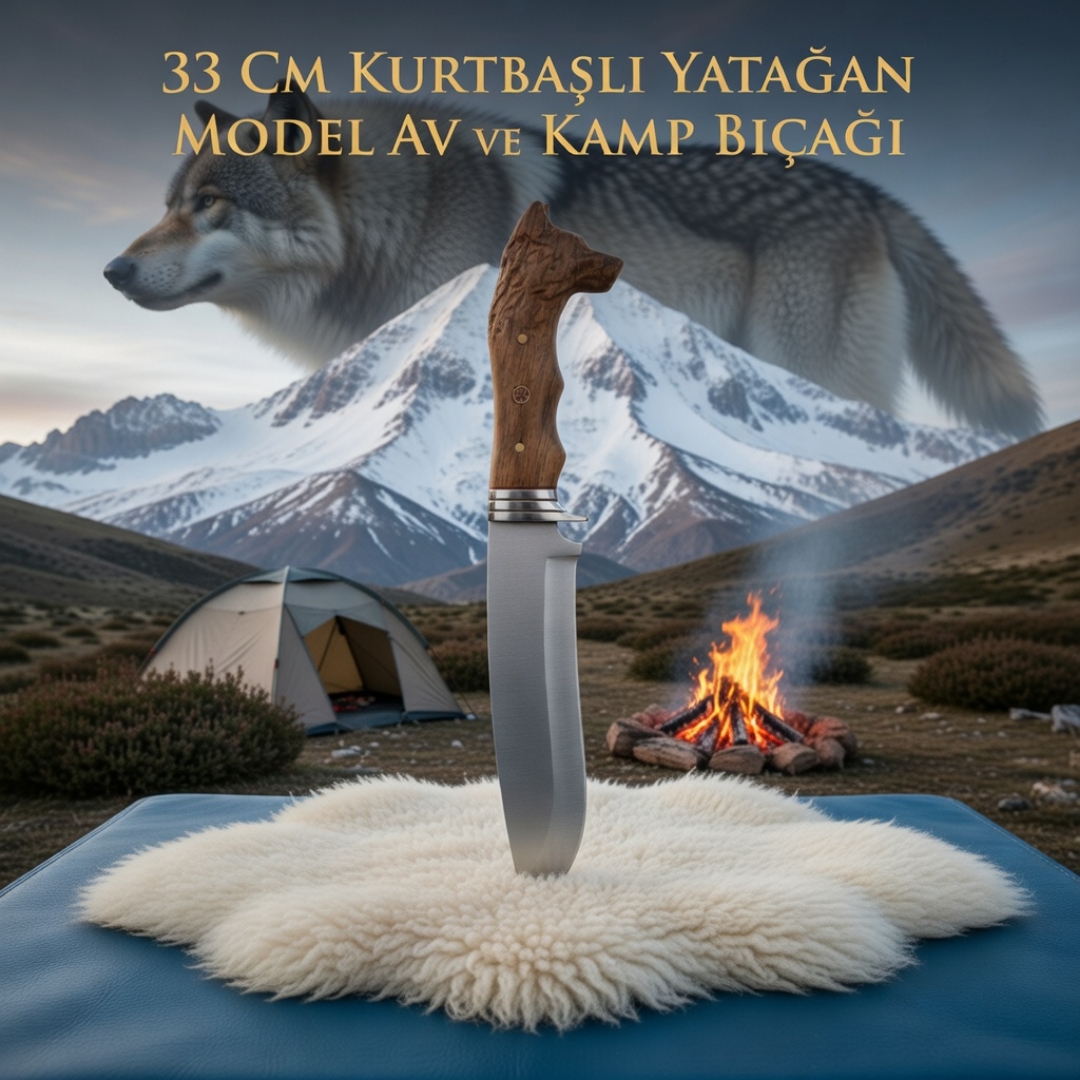 Kurt Başlı Yatağan Av ve Kamp Bıçağı 33 cm