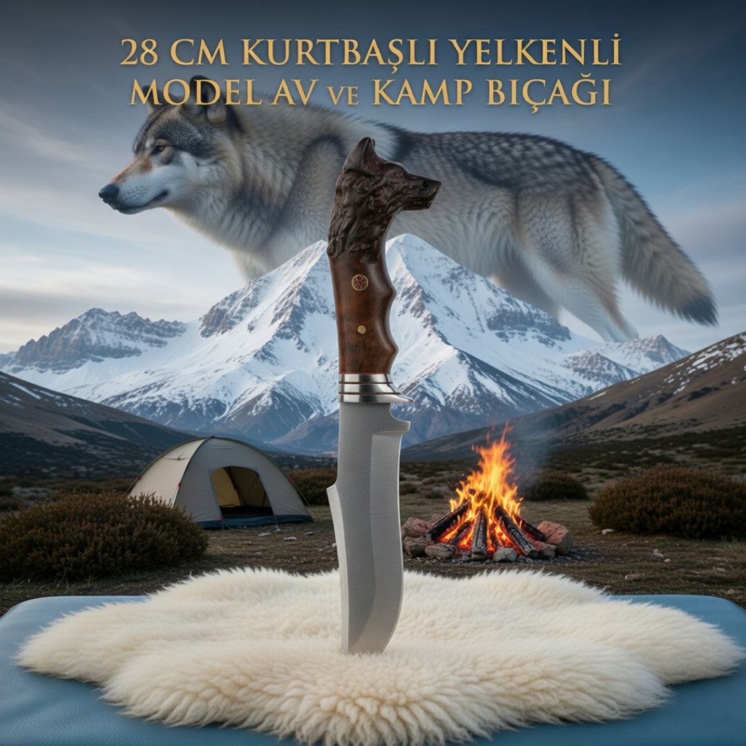 Kurt Başlı Yelkenli Av ve Kamp Bıçağı 28 cm
