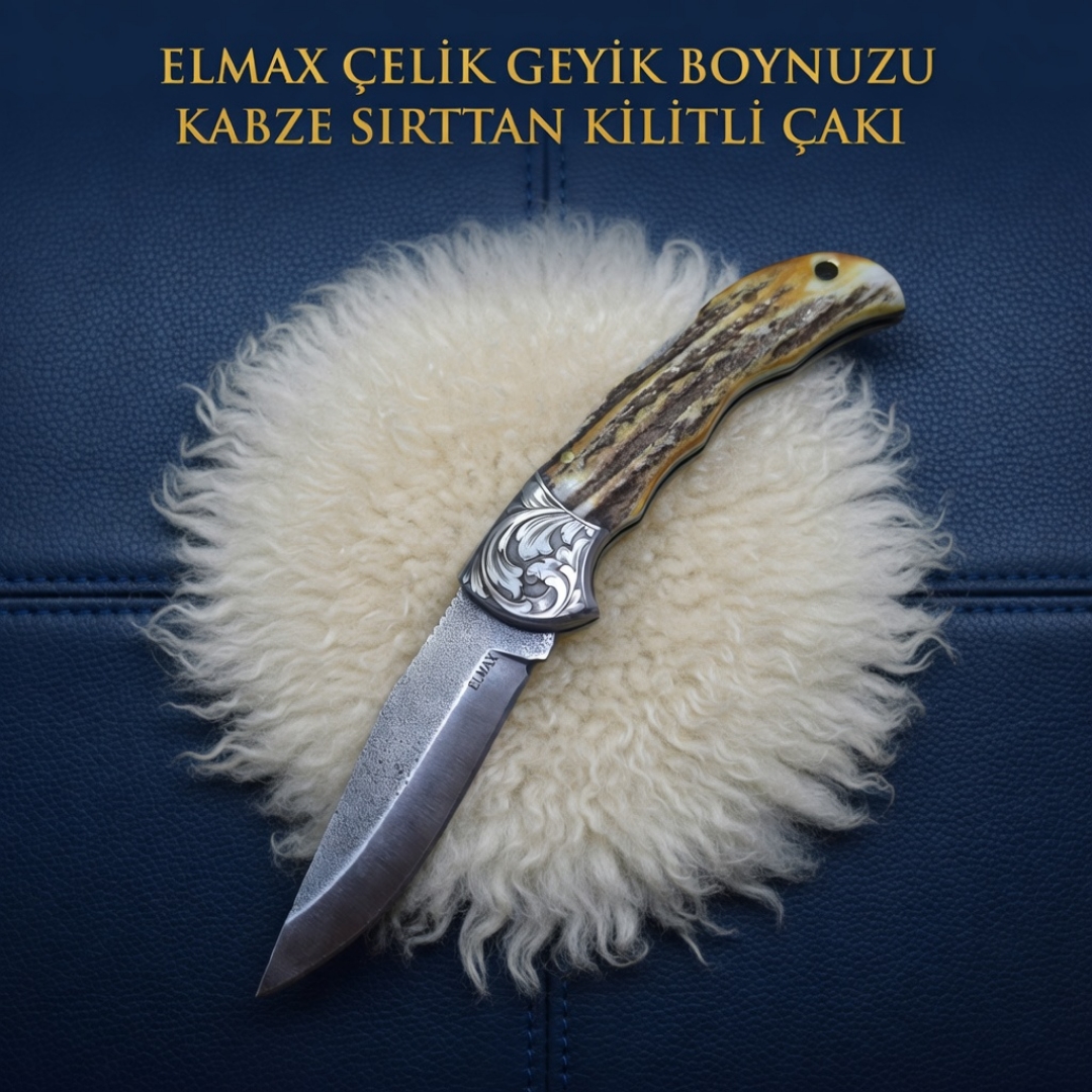 Elmax Çelik Geyik Boynuzu Kabze Av Çakısı 20 cm