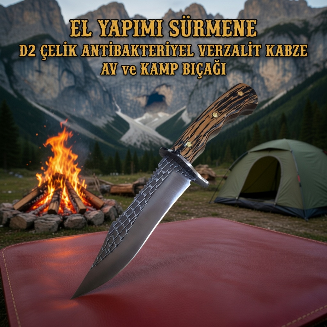 Sürmene El Yapımı Av Bıçağı D2 Yarı Paslanmaz Çelik 3