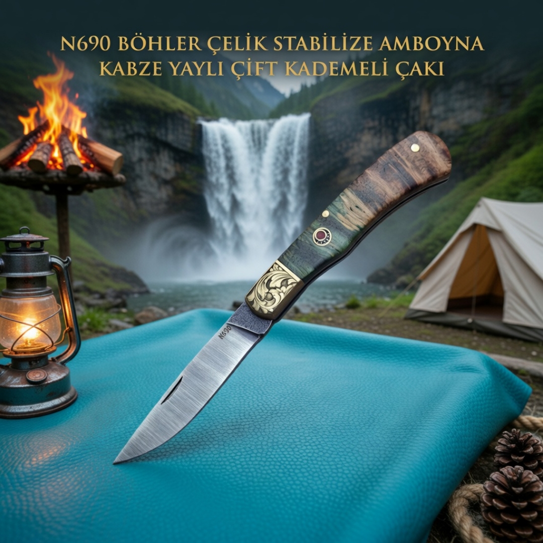 El Yapımı N690 Böhler Çelik Yaylı Çakı