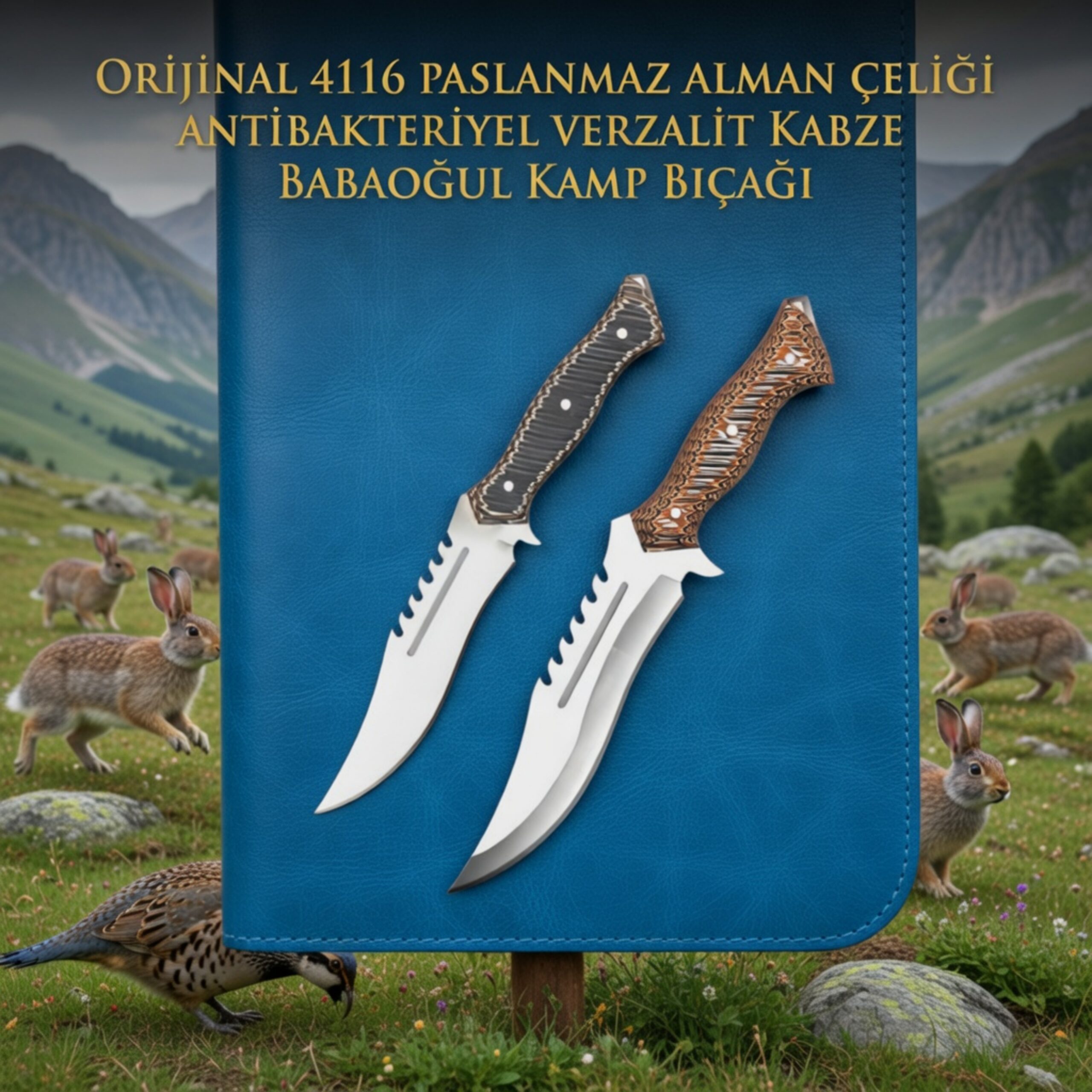 Tırtıklı Baba Oğul Av ve Kamp Bıçağı 30cm