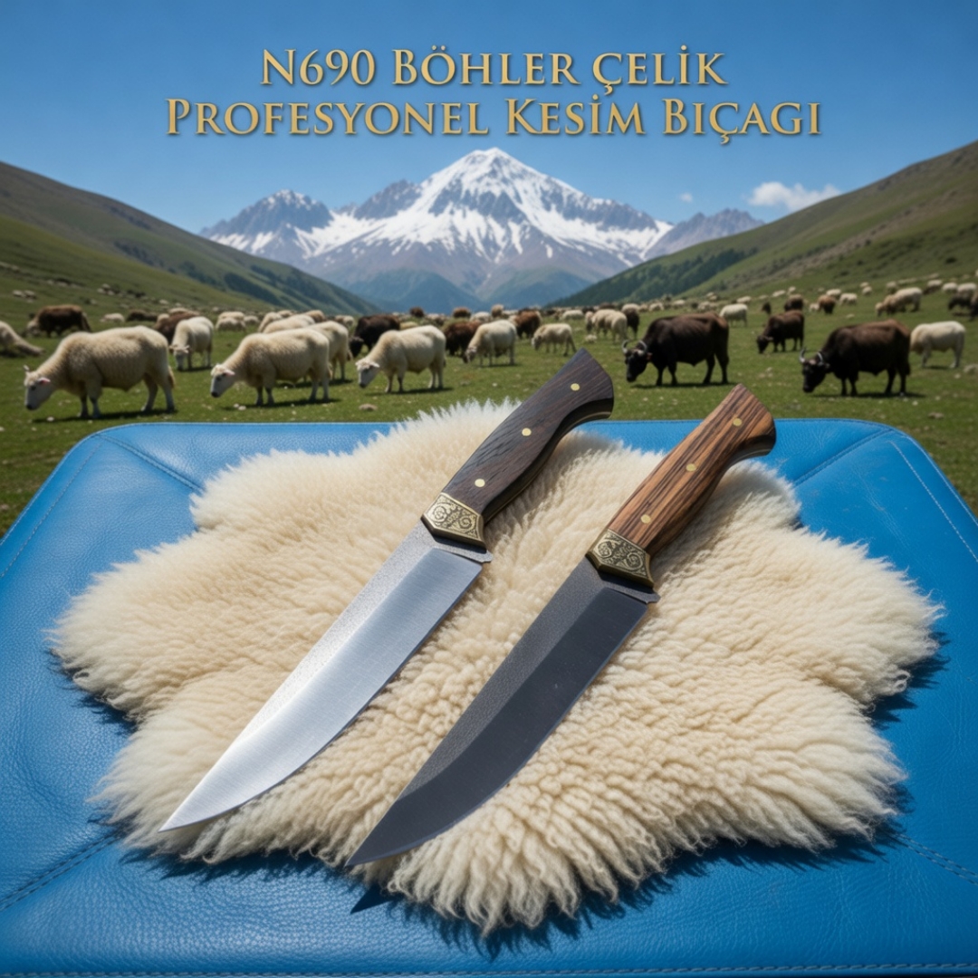 N690 Böhler Çelik Profesyonel Kesim Bıçağı - Kelle Bıçağı