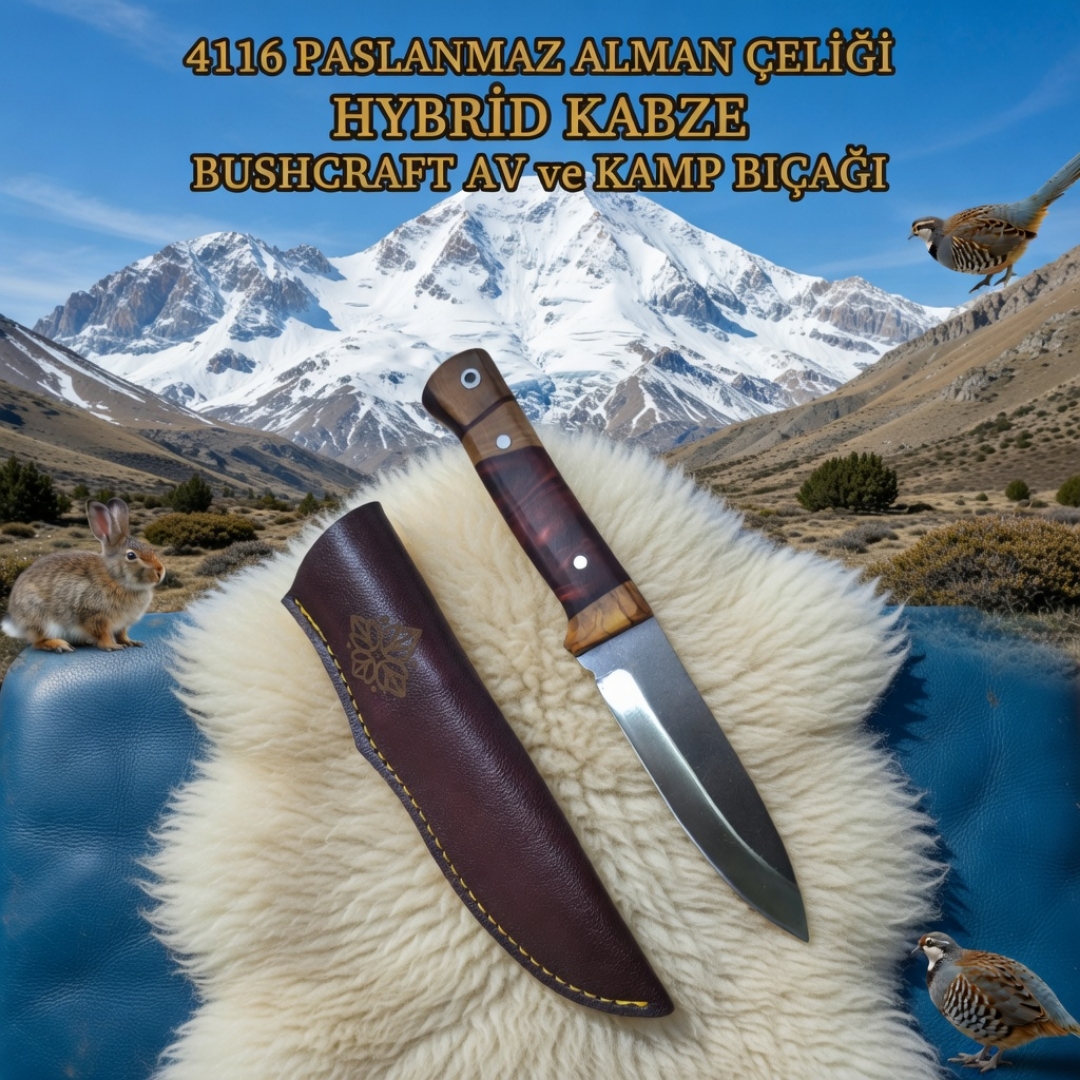 Bushcraft 22 Cm Av ve Kamp Bıçağı Hibrit Kabze