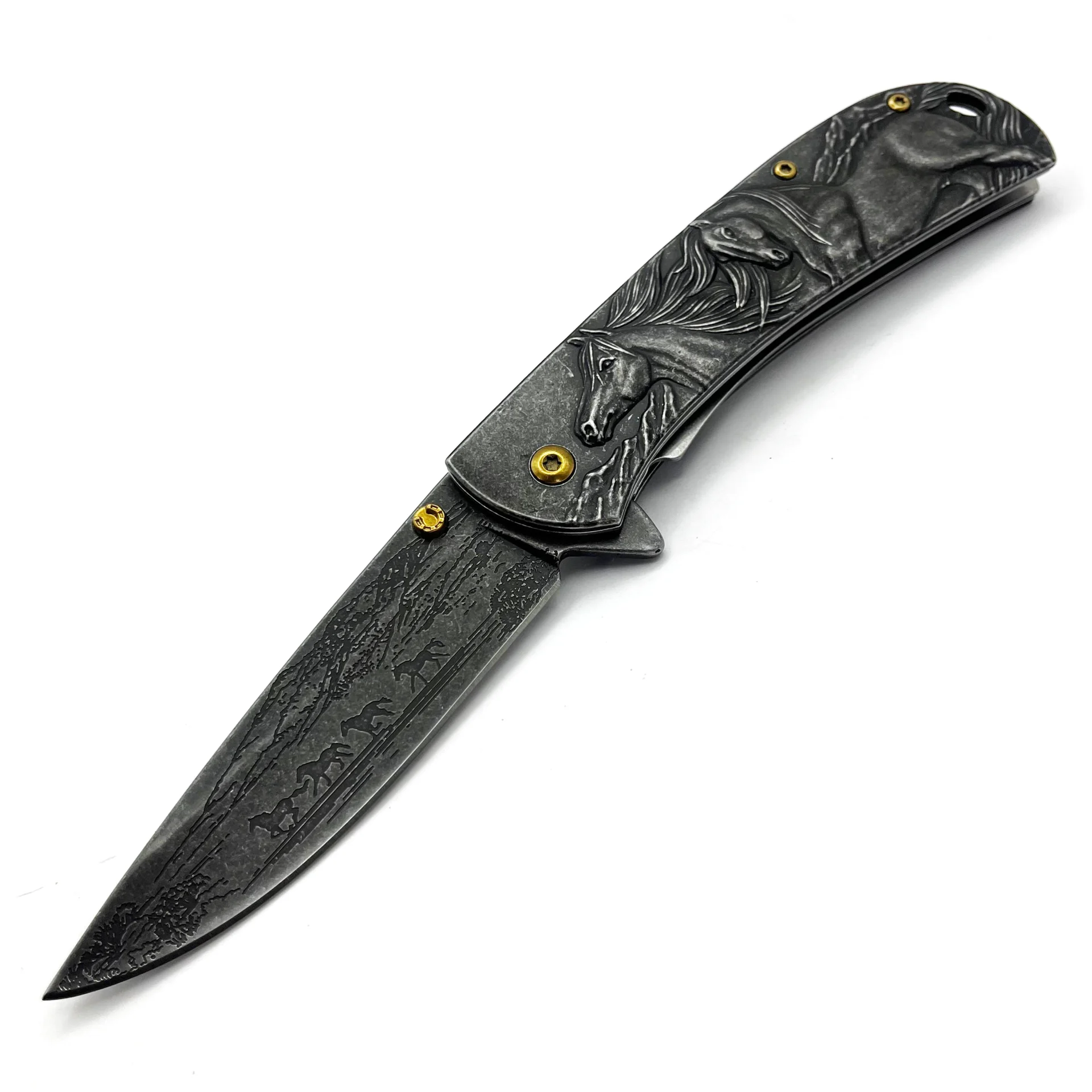 Columbia Company Gravür işlemeli Süvari Çakı