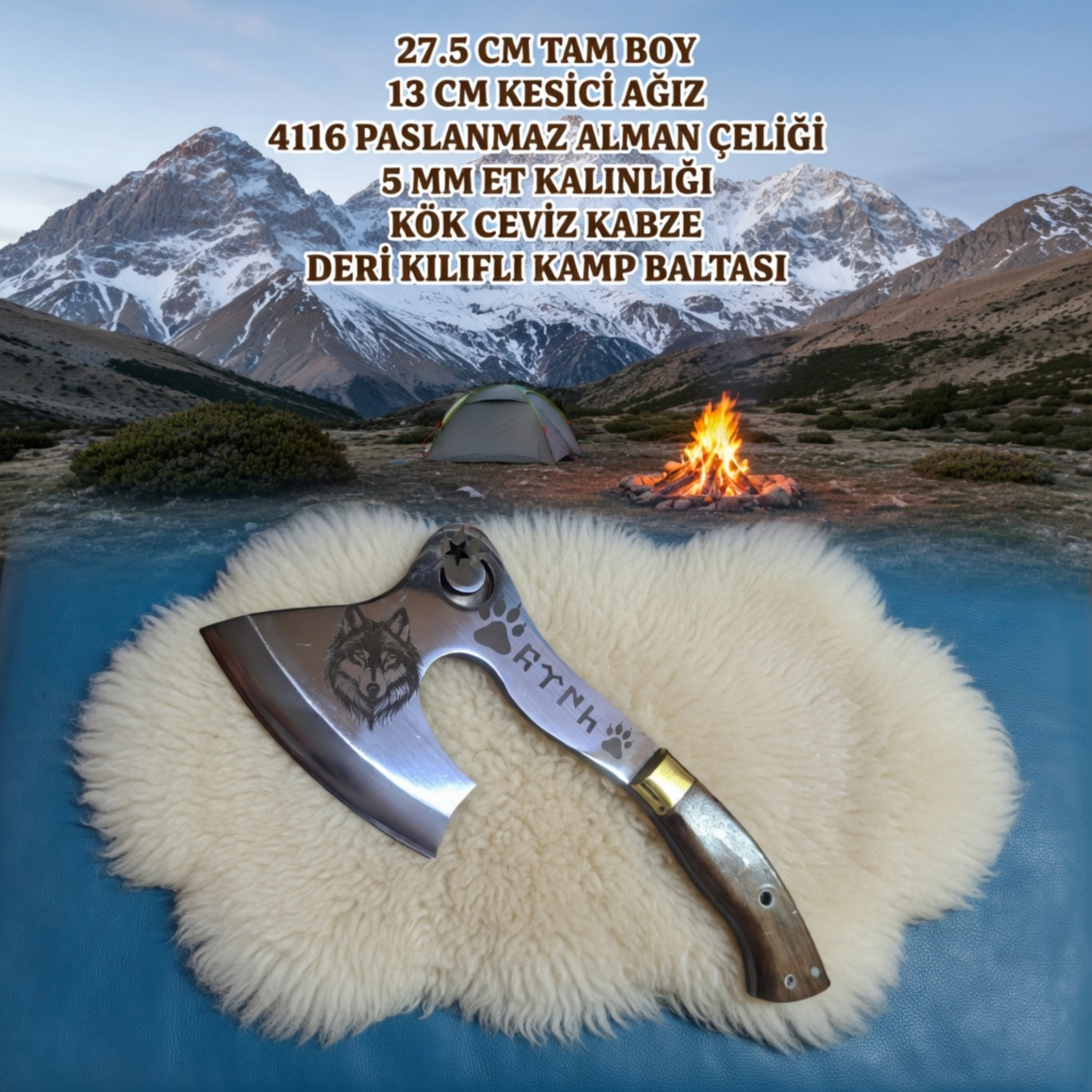 El Yapımı Kamp Baltası 27,5 cm