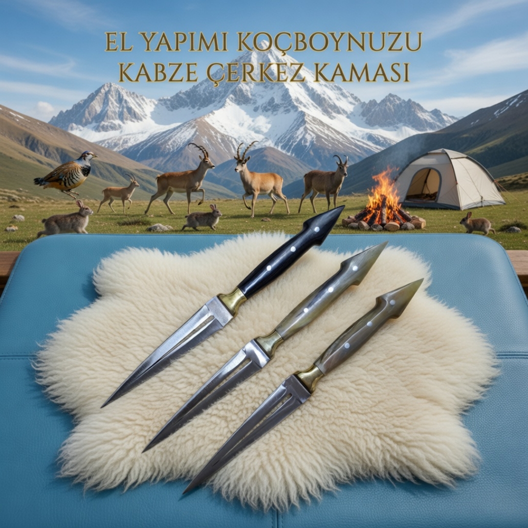 Koç Boynuzu Kabze Çerkez Kaması 28 cm