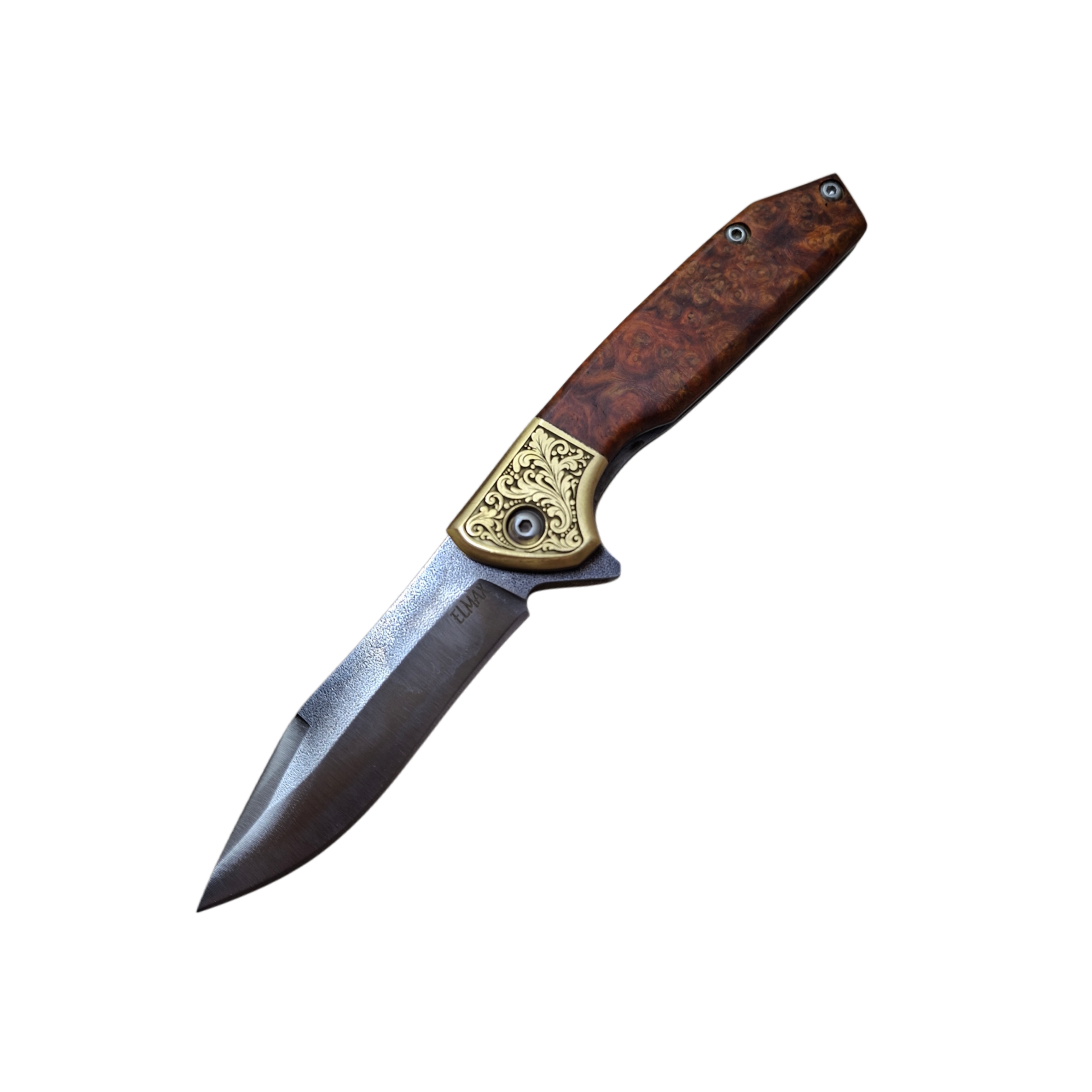 Elmax Çelik Stabilize Kabzeli Yarı Otomatik Çakı 21 cm