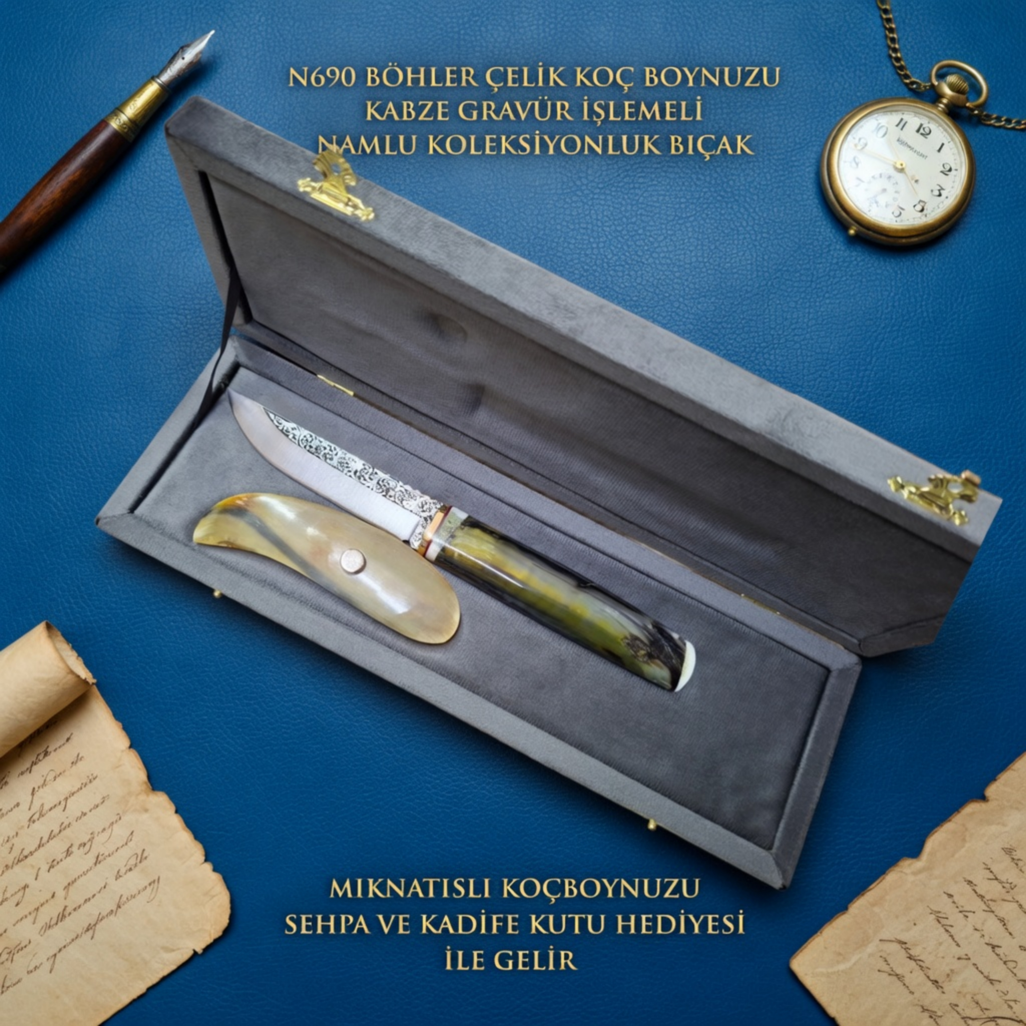Koleksiyonluk N690 Böhler Koçboynuzu Kabze Bıçak